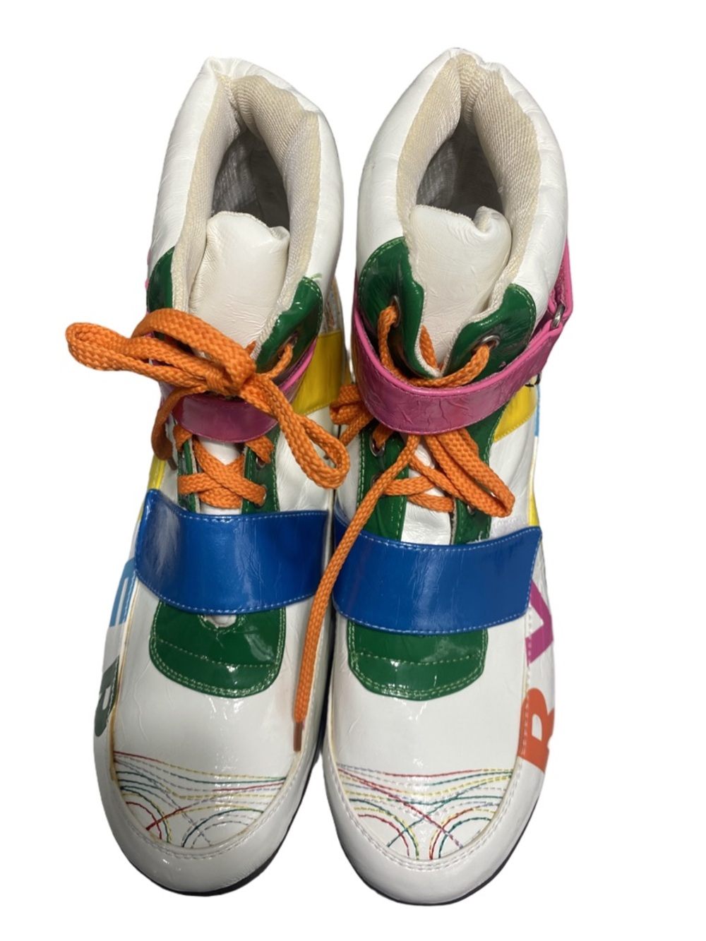 Nyla Ryder Rainbow Multi-Color High Top Sneakers Patent Retro Glam Size 11 - Picture 5 of 11